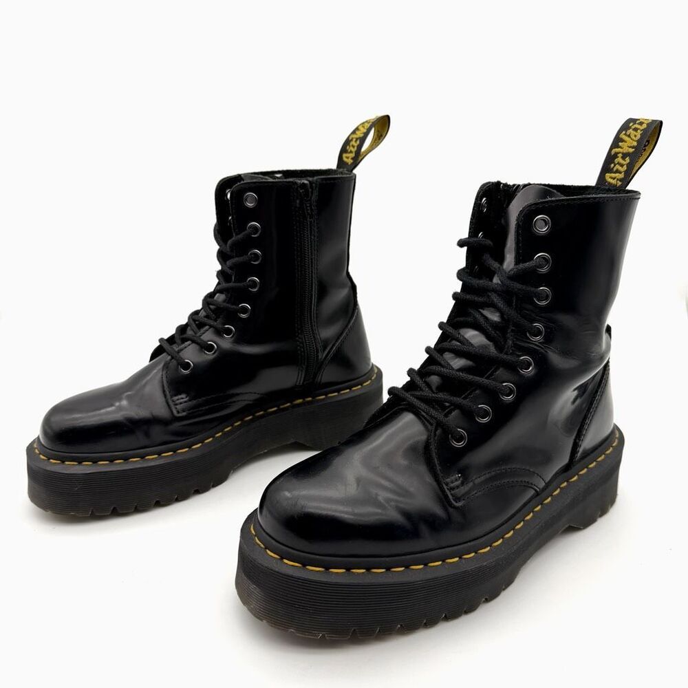DR MARTENS Jadon Black Smooth Boots Size US 7 Side Zip Leather Platform - Picture 13 of 14